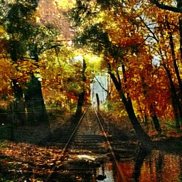 fterailway colorful nature fall trees