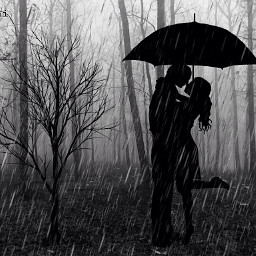 couple edit rain umbrella alone